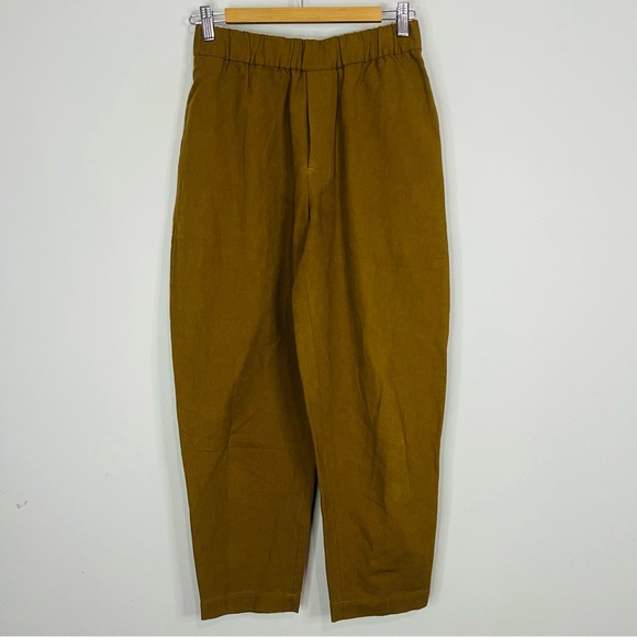 7115 By Szeki brown Linen Signature Elastic Pull-Up Trouser Pants size xsmall - Picture 3 of 8